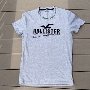 Hollister Light Gray Tee with Black Logo